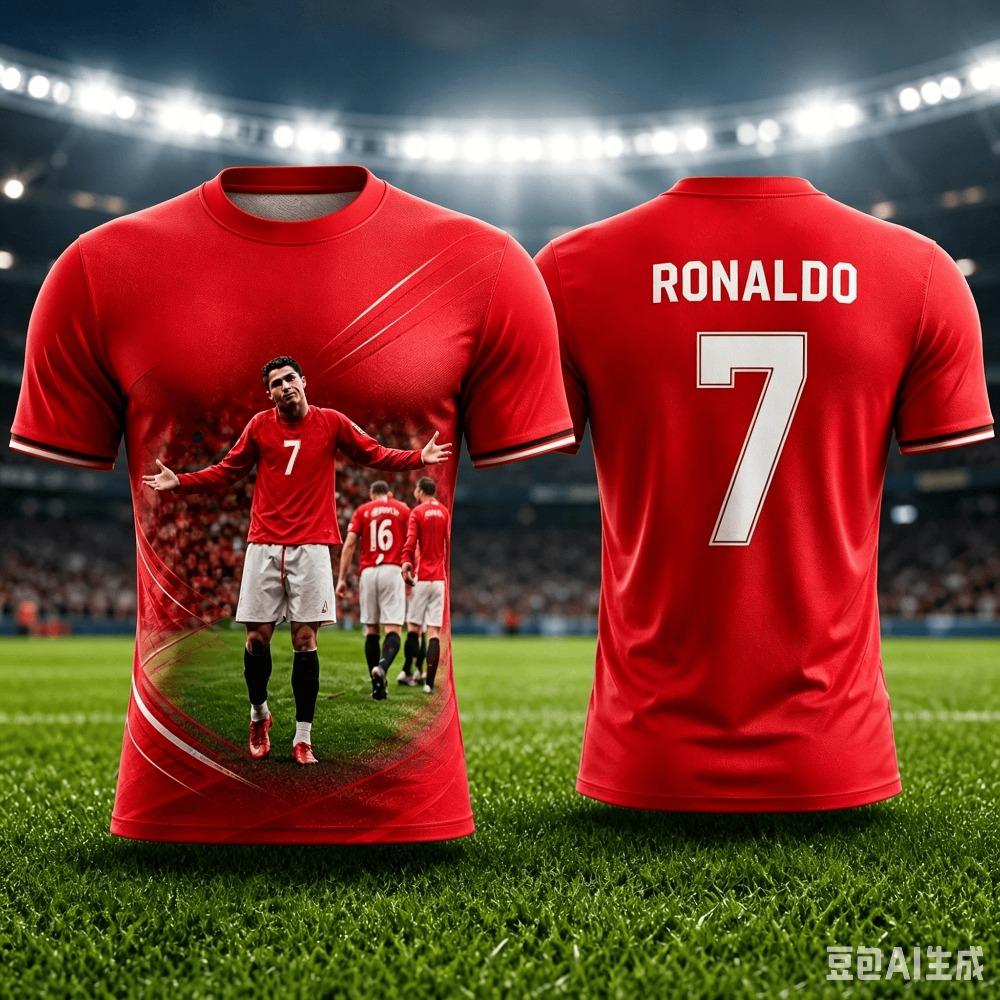 The Fashionable Ronaldo Summer 3D Print Family Outfit Football Jersey T-shirt Is Suitable for Outdoor Sports Wear