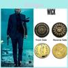 ¡Magnífico Set de Marcador de Juramento de Sangre Dorado John Wick con Cruz Perfecto Para Exhibir o Coleccionar!