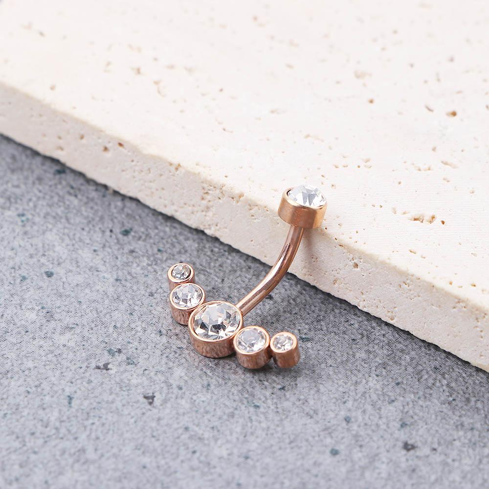 Hip Hop Damen 316L Chirurgenstahl Geschenke Körperschmuck Kristall Gebogener Bauchnabelring Bauchnabelring