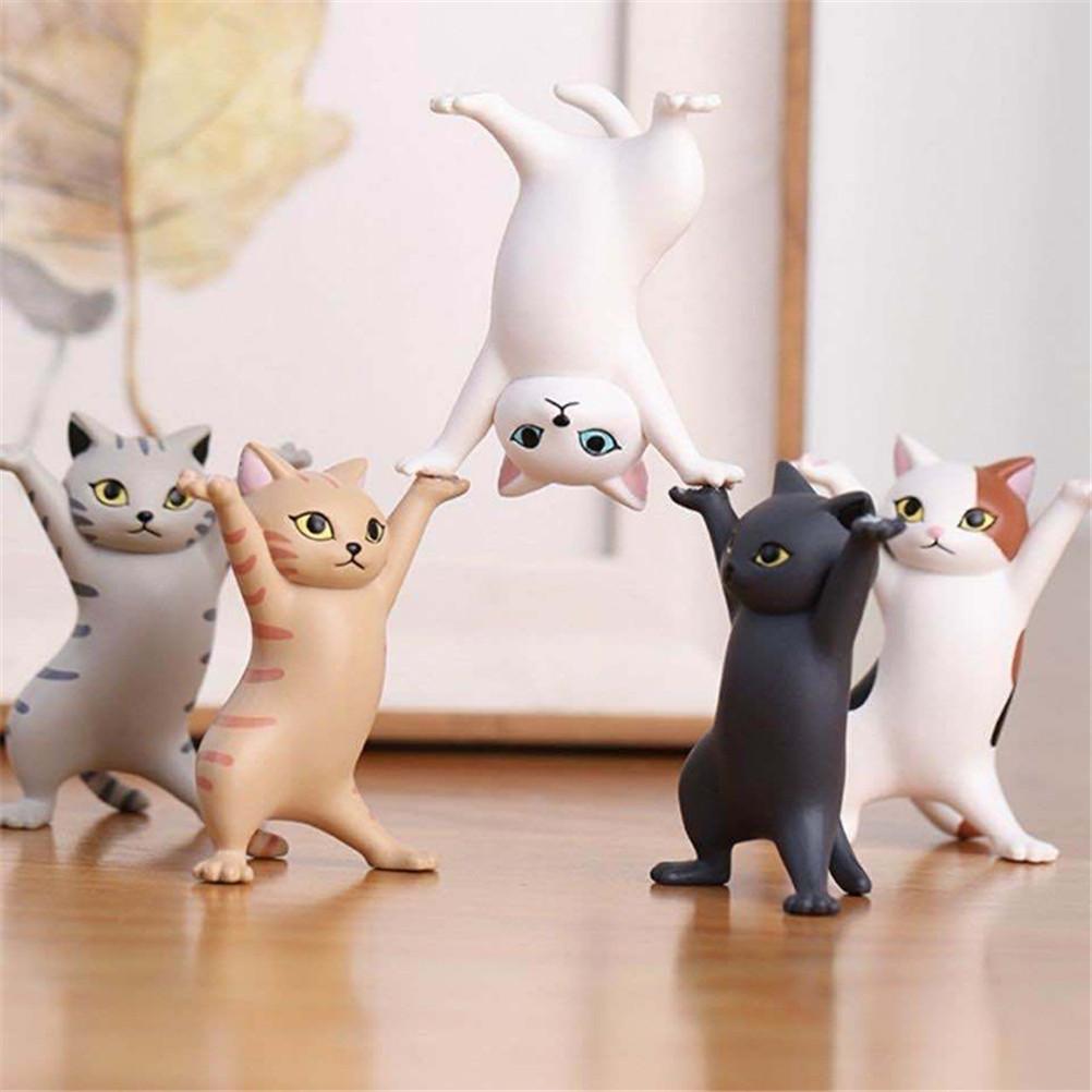 Katzenfiguren Spielzeug Anime Hände hebend Tanzende Katze Modell Katzen Ornamente Katzenfiguren Spielzeug für Kinderzimmer Arbeitszimmer