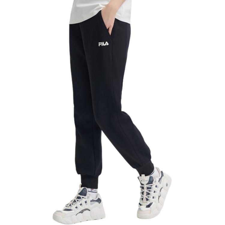 Fila Heritage Series Casual Simple Comfortable Tapered Knit Sports Pants Women Bottoms Black F11W448606F-BK
