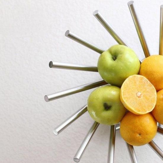 Yousheng Fruit Basket for Kitchen Counter Stainless Steel Fruit Bowl Folded Rotation Fruit Stand Holder Decorative Bread Vegetables Snacks Storage