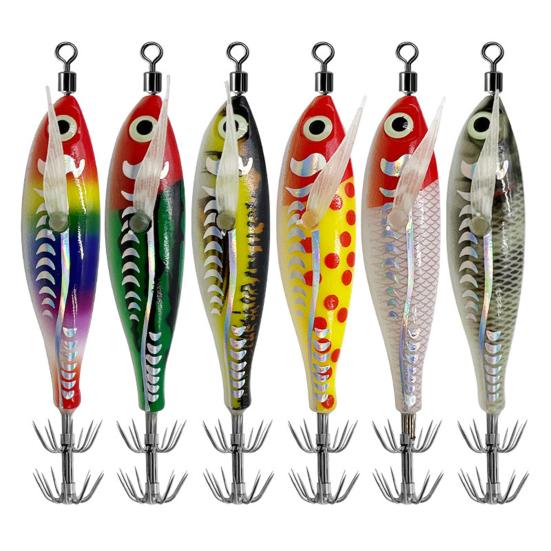 8CM/5.3G Shrimp Bait with Squid Jig Hook Swivel Luminous Realistic Bionic Artificial Lure Saltwater Freshwater Bass Walleye Trout Fishing Accessories