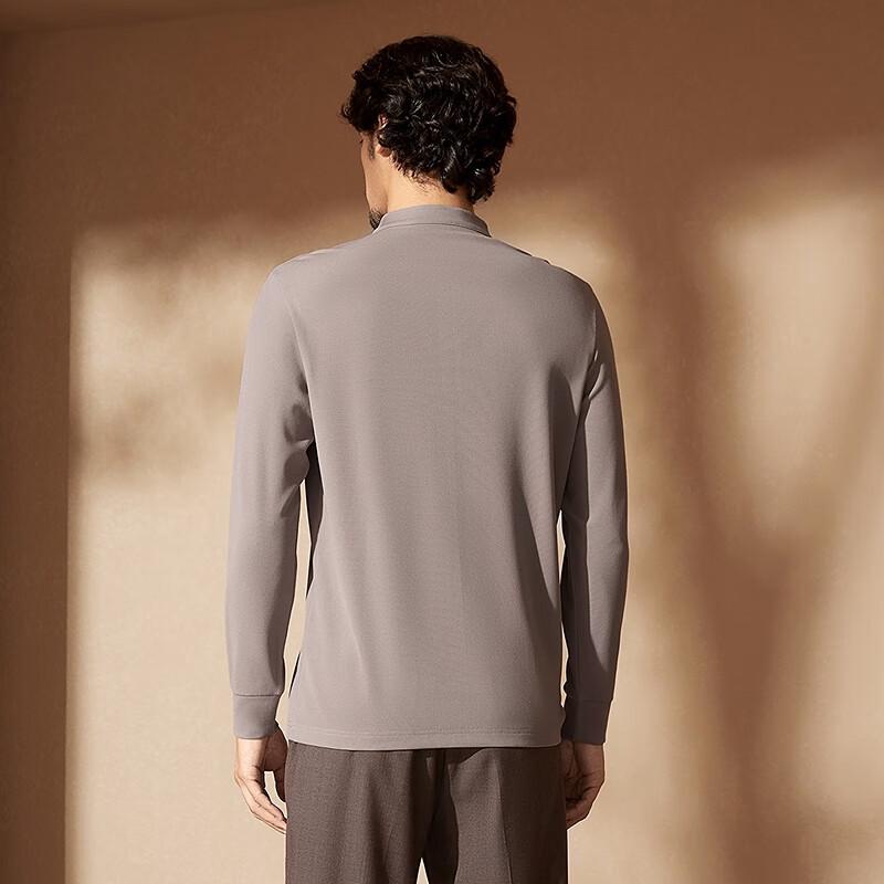 Qipai Men s Waffle-Knit Chinese Stand-Up Collar Long-Sleeve T-Shirt L