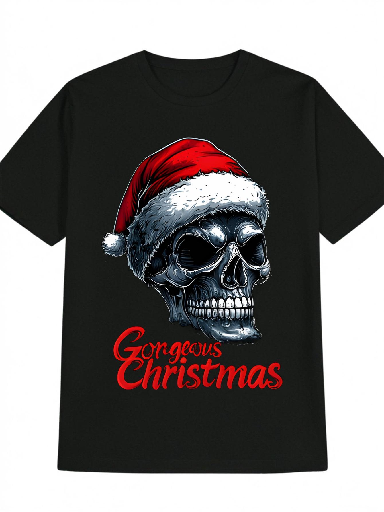 Casual Christmas Skull Cap T-shirt XXXXL