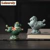 Green Sandstone Horses Flying On Clouds Tea Pet Vintage Exquisite Miniatures Tea Figurine Play Toys Tea Statue Ornaments Craft