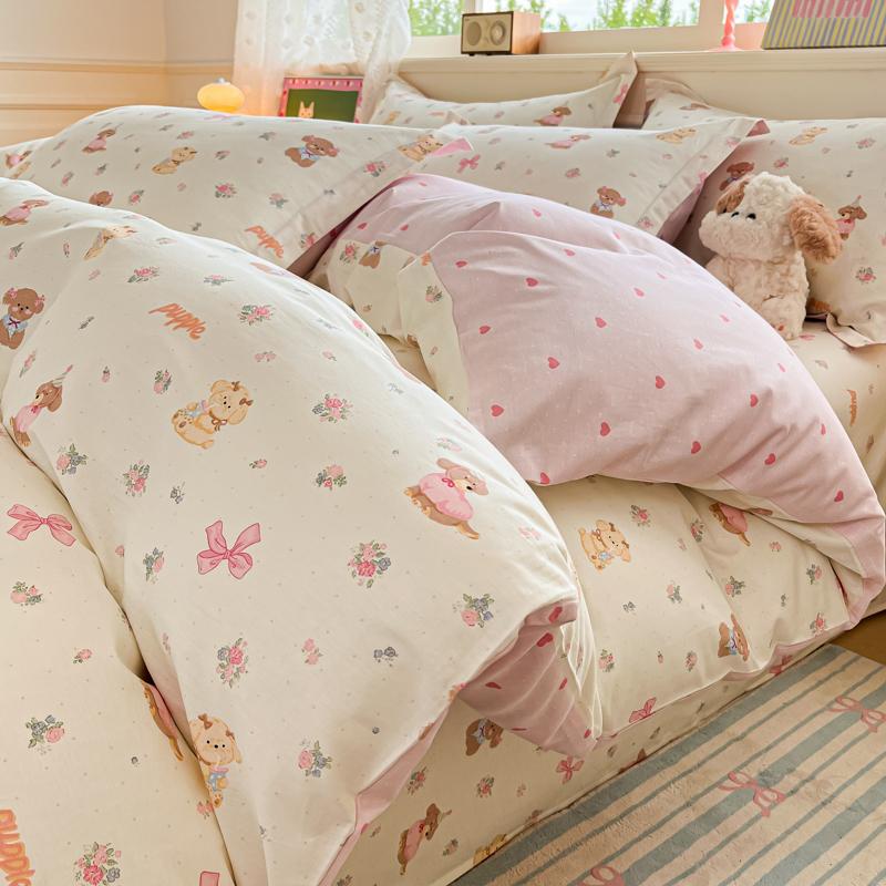 

Bedding Set 100% Cotton Duvet Cover Set 3pcs Twin/Full Cartoon Print | Hypoallergenic, 1 Duvet Cover 2 Pillowcases, No Shrink 135x200cm(53x79 in)
