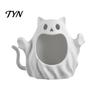 Funky Halloween Room Decor 3D Printed Ghost Cat Storage Holder, Decorative Kitten Statue with PLA Material Craft Hollow Storage, Candy Bowl,