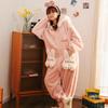 Winter Soft Girl Rabbit Pajamas Thickened Coral Fleece Cute One-piece Pajamas Girl Cartoon Ins Loungewear Nightgown