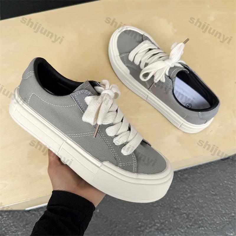 Fashion Men Platform Sneakers 2025 Spring Autumn New Fashion Cross Tied Non Slip Canvas Shoes Comfortable Outdoor Height Increase Flats