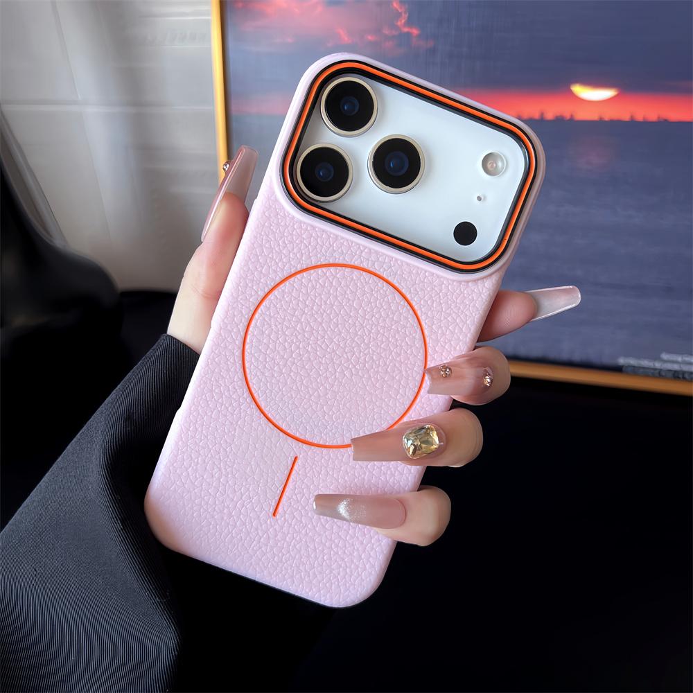 TPU Soft  Slim Lichee Pattern Magnetic Phone Case For Apple iPhone 17 Air 16 15 14 13 12 11 Pro Max Plus For Magsafe Cover
