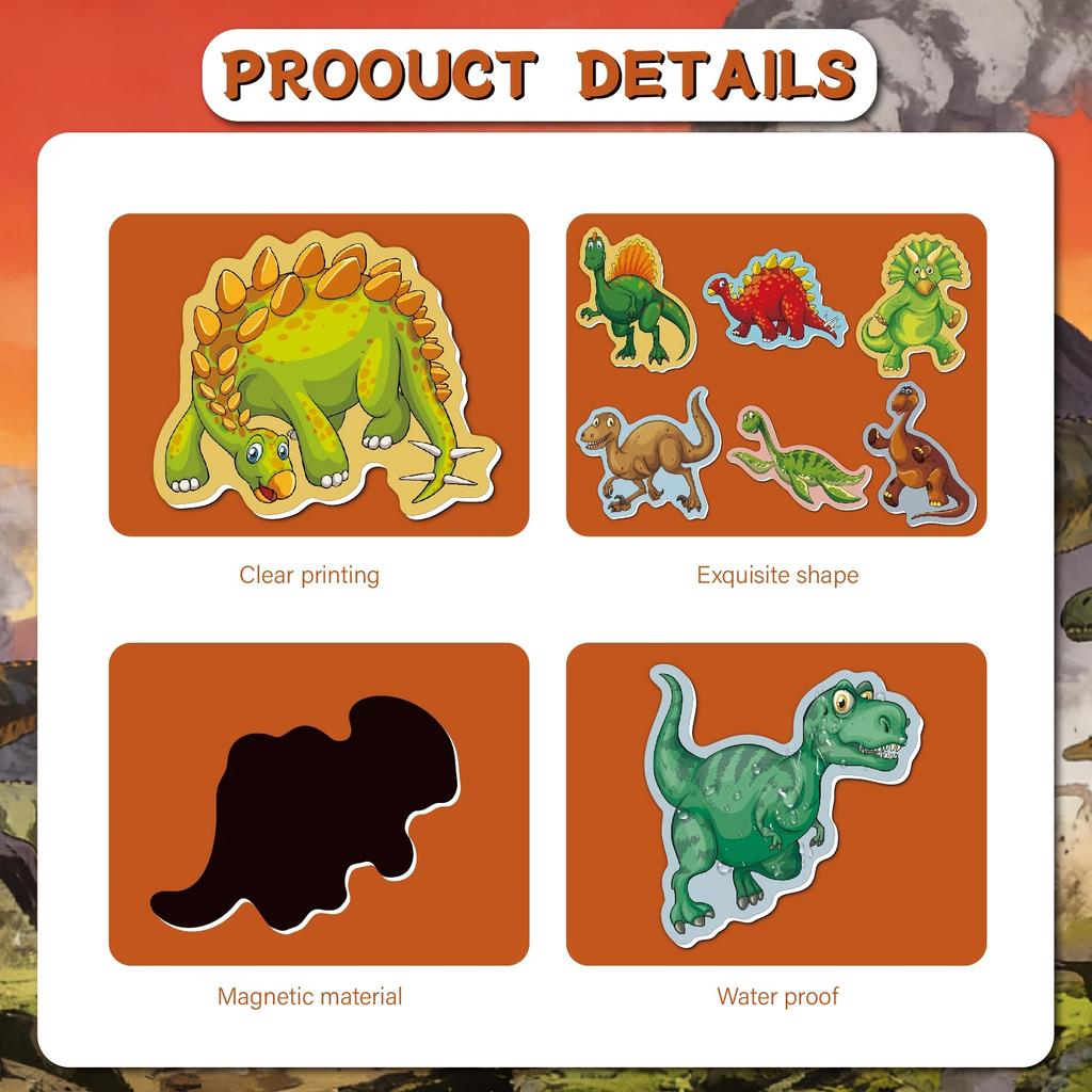 15 Stück Dinosaurier-Magnete, Kreative Magnetische Ornamente, Haftet an Kühlschrank/Whiteboard, Thema: Dinosaurier-Welt