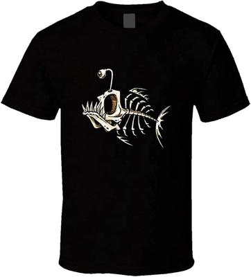 Fish Bones Goth Fantasy Bonefish Sea Skull T-Shirt Graphic Top Printed Shirt Short-Sleeve Tee Mens
