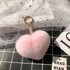 Cartoon Design Heart Fluffy Fur Keychain Heart Shape Heart Plush Pendant  Gift