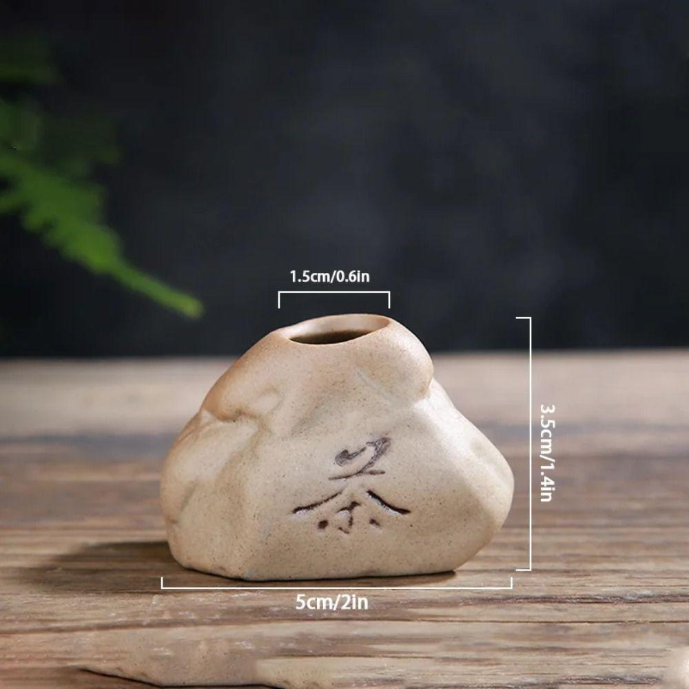 Ceramic Stoneware Stone Shape Vase Mini Home Desktop Ornaments 2024 Zen Hydroponic Plant Pots