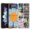 Hard PC Phone Case For Samsung Galaxy Z Flip 7 6 5 4 Black Cover For Galaxy Z Flip 3 Foldable Shockproof Volleyball Painted Bags