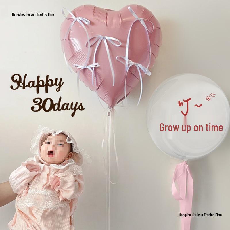 Baby Milestone Ceremony Photo Props: Full Moon and Hundred Days Decorations with Balloons