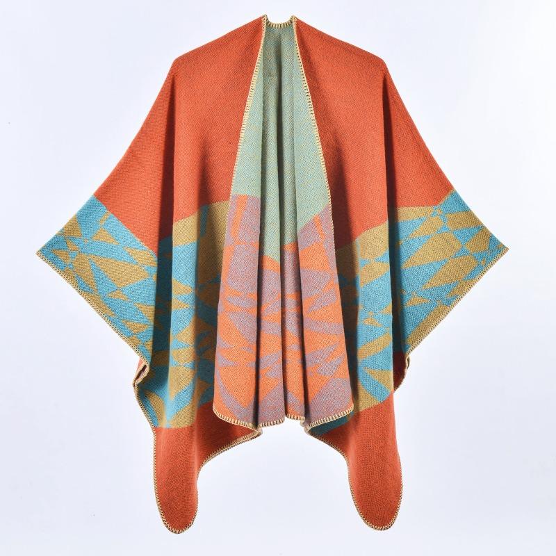 Neuer Herbst- und Winter-Damen-Schal geometrisches Muster Imitation Kaschmir Verdickt Warm Geteilter Umhang Schal E-Commerce-Großhandel