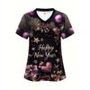 Surgical Gown Women's 3D Printed Nurse Top Summer Fashion V-tie Pocket Short Sleeved Women's Medical Gown