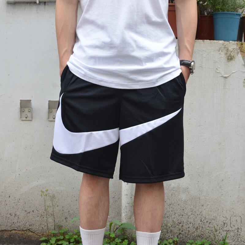 Nike מכנסי כדורסל לגברים עם הדפס לוגו גדול קונטרסטי תחתונים שחור BV9386-011
