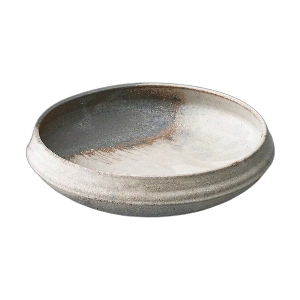 Ash glaze powdered twisted large bowl Large bowl 8.3 [25×7cm]