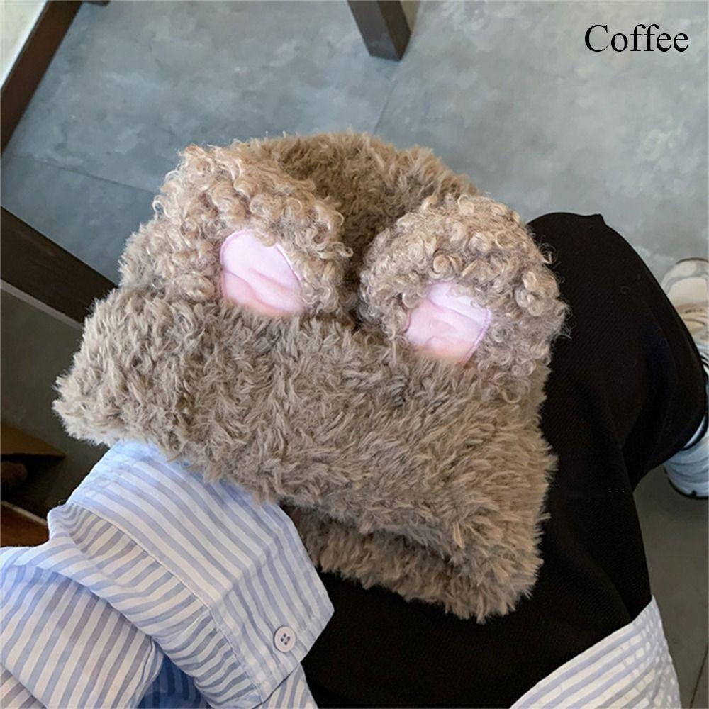 Kulatá čepice s králičími uši Zima Teplá Pletená čepice Módní Plyšová čepice Venkovní