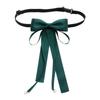 Elegant Pearls Long Ribbon Bowtie with Pin Pre Tied Adjustable Preppy Styles Bowknot Necktie for Fashionable Women Ties