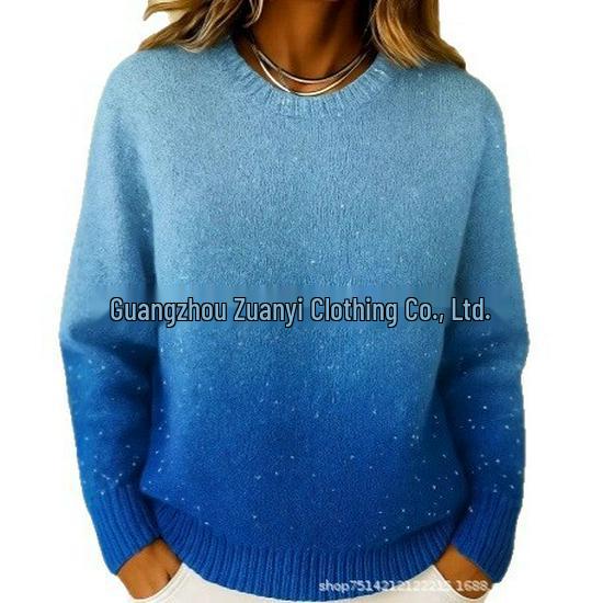2025 Autumn/Winter Women's Fashion Knit Sweater - Patterned, Warm, Long Sleeve, Round Neck
