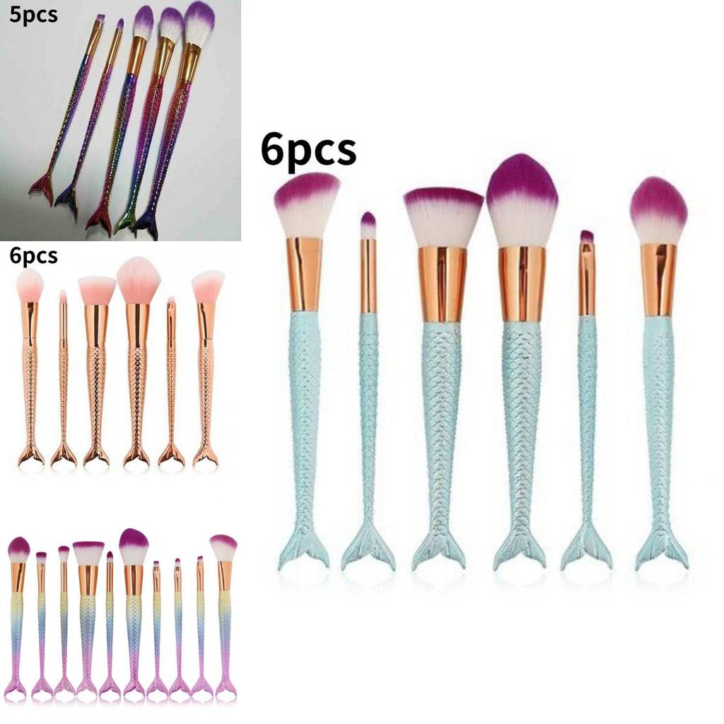 Beautiful Mermaid Makeup Brush Set With Nylon Bristles For Flawless Application And Stylish Design