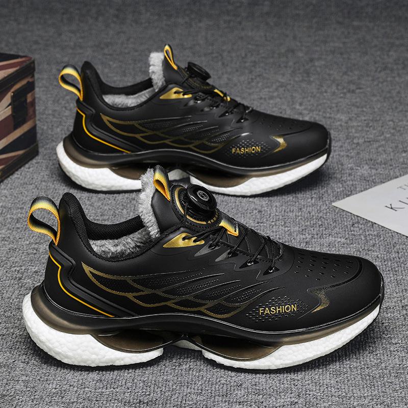 Cotton Shoes Men's Shoes Winter Velvet Warm Two Cotton Shoes Youth Sports Running Non-slip Heightening Ultra-light Basketball Running Shoes