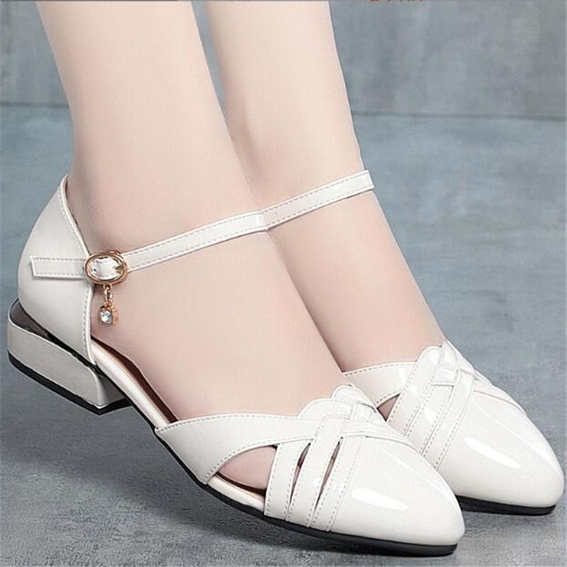 Fashion Ladies Shoes Fashion Buckle Strap Women's Sandals Pointed Toe Square Heel Office Women's Pumps Heel Heeled Gauze Sandals