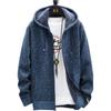 Mens Baggy Full Zip Sweater Coats Hooded Men's Warm Hooded Knitted Sweater with Outerwear Youth Style Casual Dad Outfit  Cardigan
