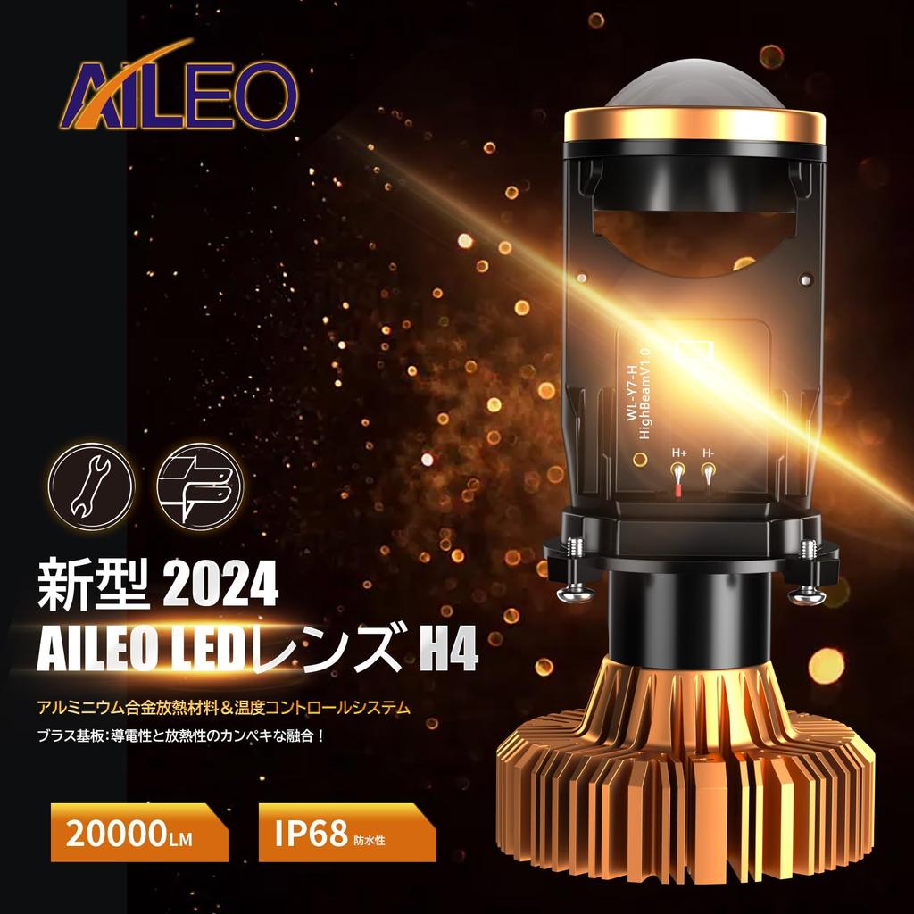 AILEO 2024 Kit H4 LED Headlight with Mini Projector Lens for Left Hand Drive,