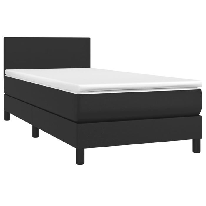 3140987 vidaXL Divan Bed with Mattress Black 100x200 Cm Faux Leather