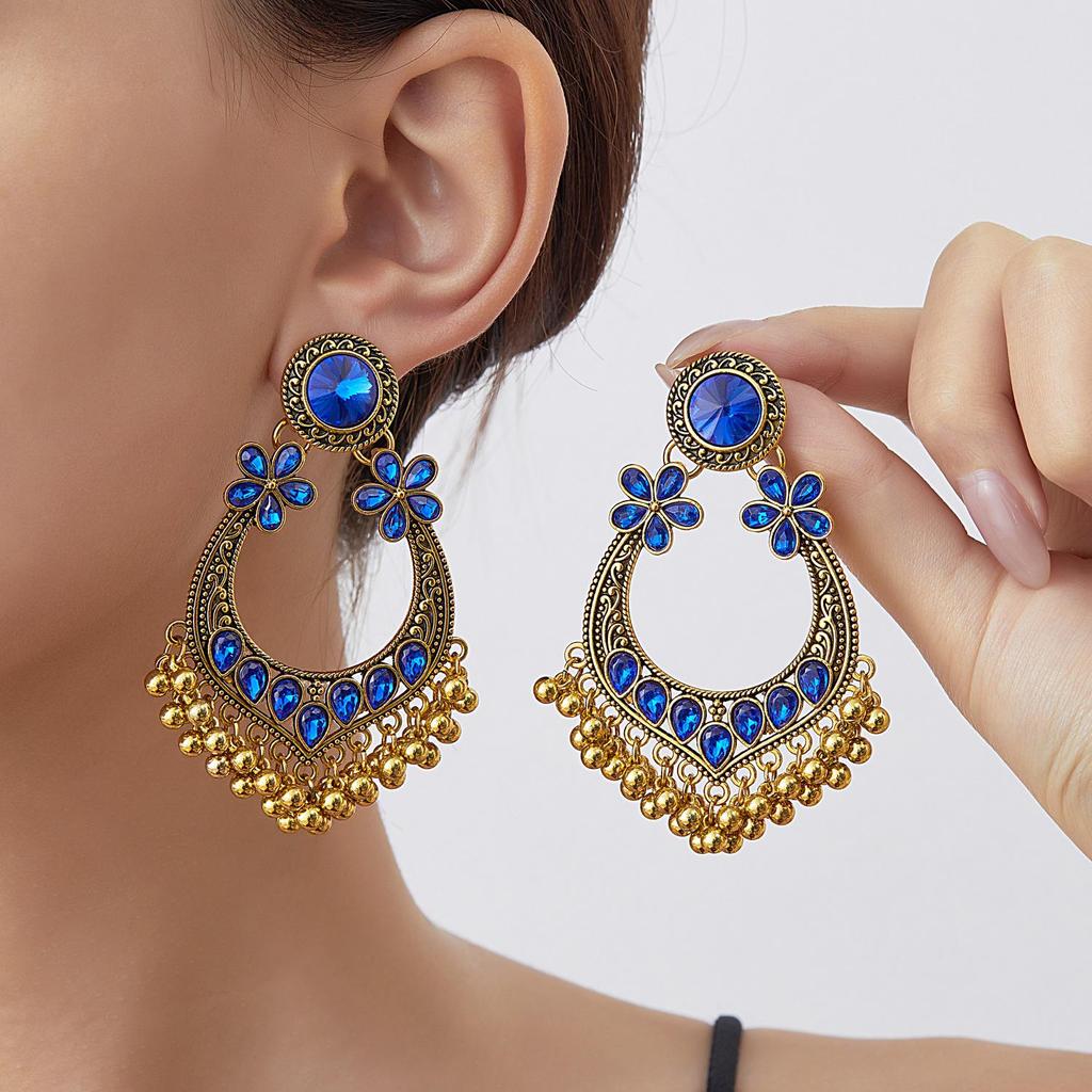 Exotic Ethnic-Style Long Dangle Earrings for Women: Retro Bohemian Turquoise Ornaments