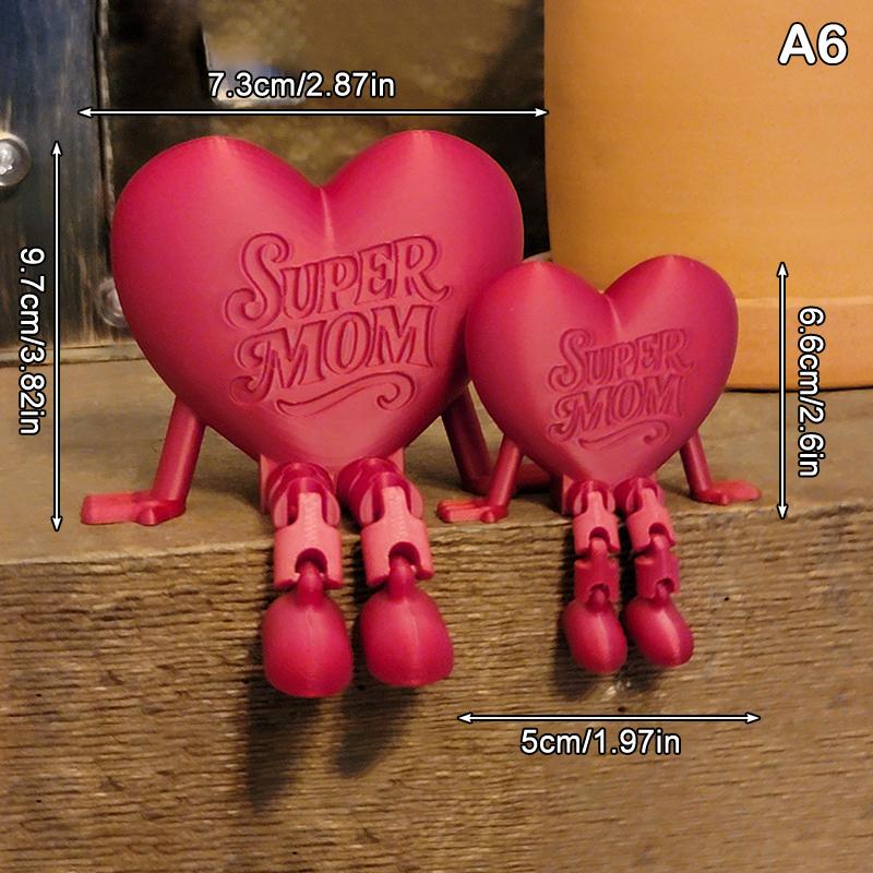 

Poseable Heart Mom Figurine With Movable Joints & Articulated Feet 3D Plastic Sculpture Mother Day/Birthday Gift Home Office De A6