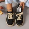 Autumn new women's simple pure colour hundred with flat women's shoes outdoor leisure round head canvas shoes