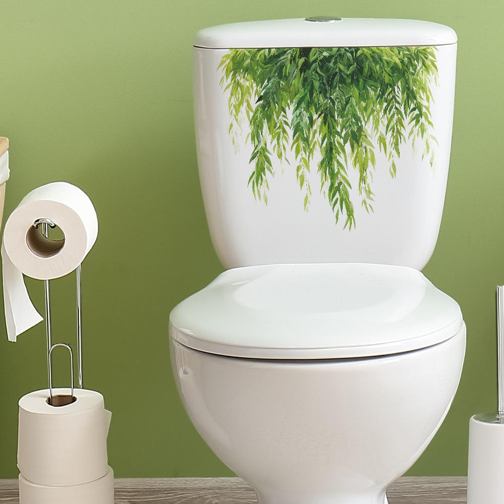 Fresh Hanging Green Plants Wall Sticker Waterproof Self Adhesive Removable Eco Friendly PVC Toilet Bathroom Decor Sticker