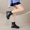 Lady Boots Rock Shoes  Lace Up Boots Round Toe Winter Footwear Lolita Autumn  Large Size Ankle Med Rubber Square