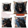 Vintage Floral Roaring Black Wolf Throw Pillow Covers Pattern Cushion Cover Suitable for Sofa Bedroom Car Pillow Cover