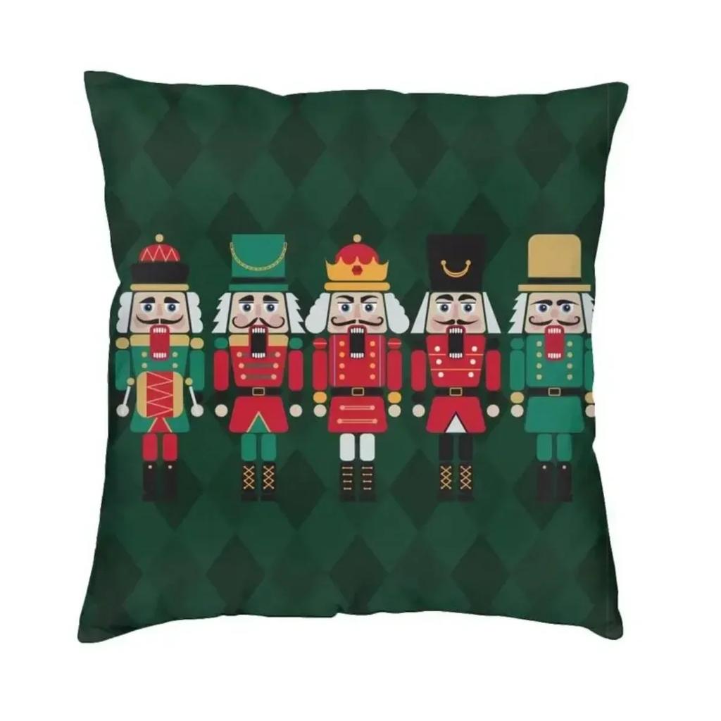 Nutcracker Soldier Toy Christmas Gift Cushion Cover Sofa Home Decorative Square Pillow Case 45x45cm