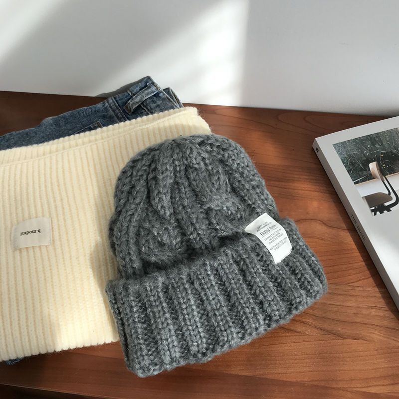 Women's Thick Knitted Wool Hat In Autumn and Winter Versatile Big Head Circumference Green Ins Trendy Face Small Ins Style