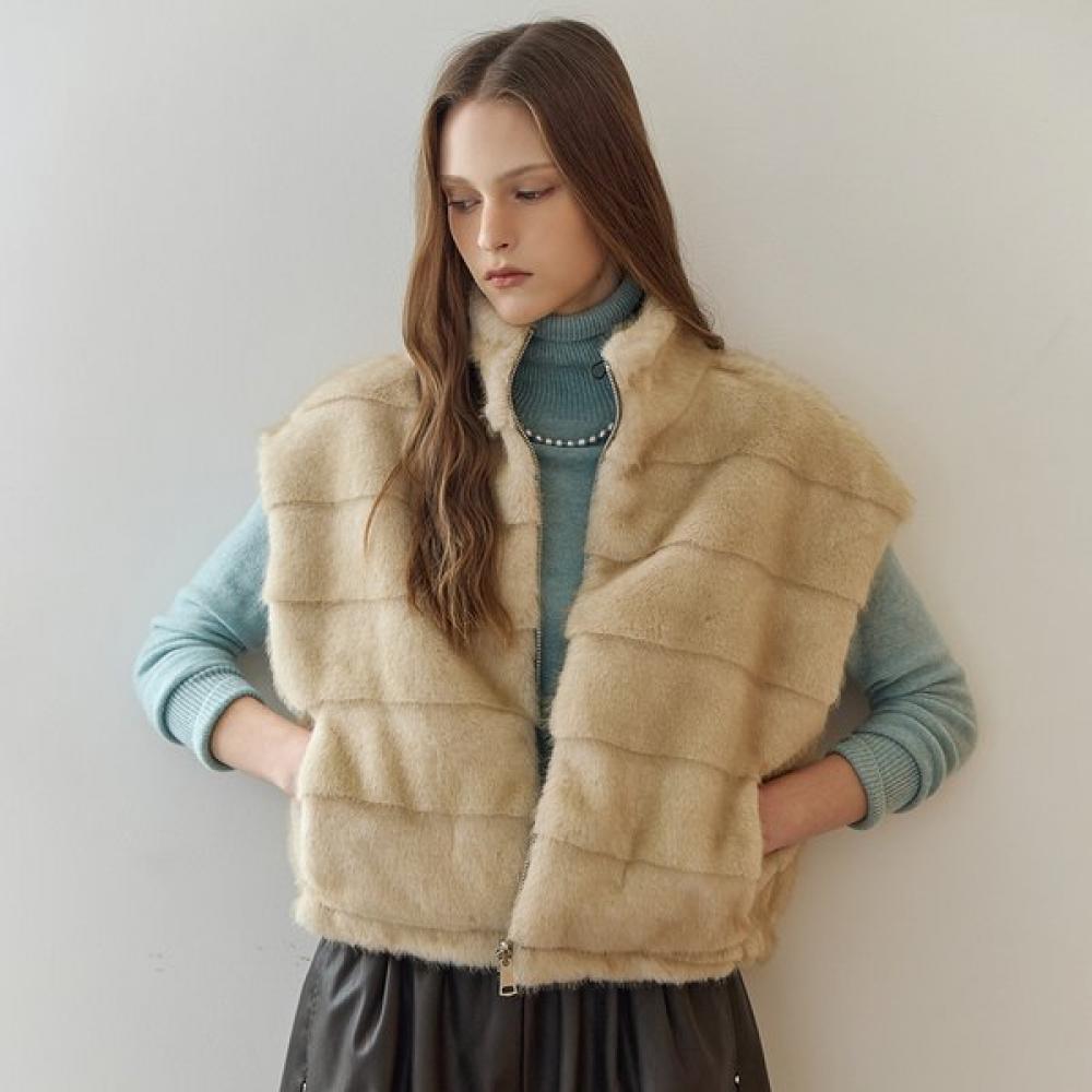 Maxza Reversible Padding Vest Panel Fake Fur Ze12qv001nh