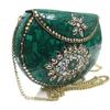 Turquoise Stone Mosaic Metal Bag Antique Ethnic Bridal Clutch Indian Purse Party Clutch Women Bag