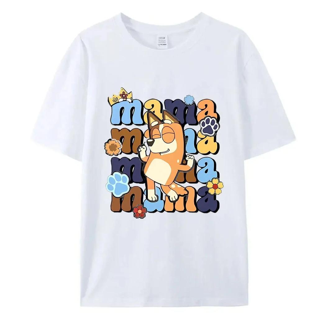 Mama und Papa Damen Herren T-Shirt Neu Süßes Oberteil Sommer Familien Set Animation Schwarzweiß T-Shirt Familienkleidung Geschenk