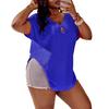 A New Summer Fashion Plus-size Women's Solid-color Round-neck Pocket Short-sleeved T-shirt