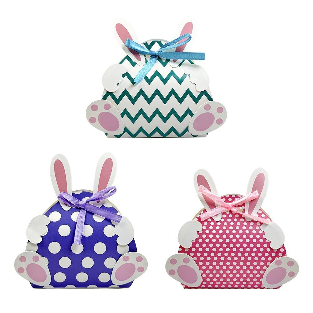 Rabbit Shape Easter Paper Candy Box Empty Bunny Candy Box Easter Gift Box  Baking Supplies 12Pcs