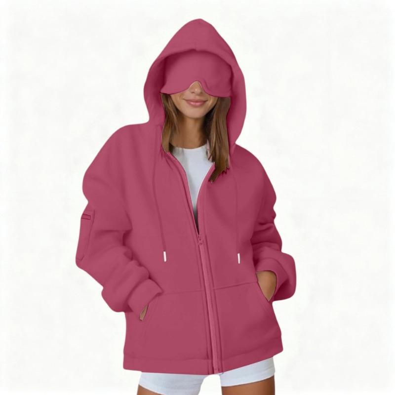 New Solid-color Loose Hooded Zipper Cardigan Hoodie for Autumn and Winter