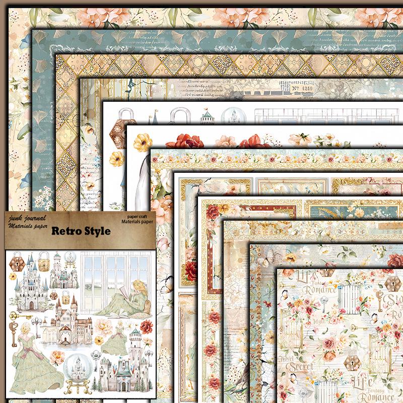 Grace 12 Sheets Retro European Castle DIY Paper