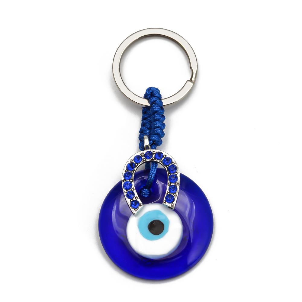 Lucky Eye Alloy Fatima Hand Elephant Owl Tree of Life Keychain Blue Turkish Evil Eye Key Chain Car Keyring for Women Men Jewelry